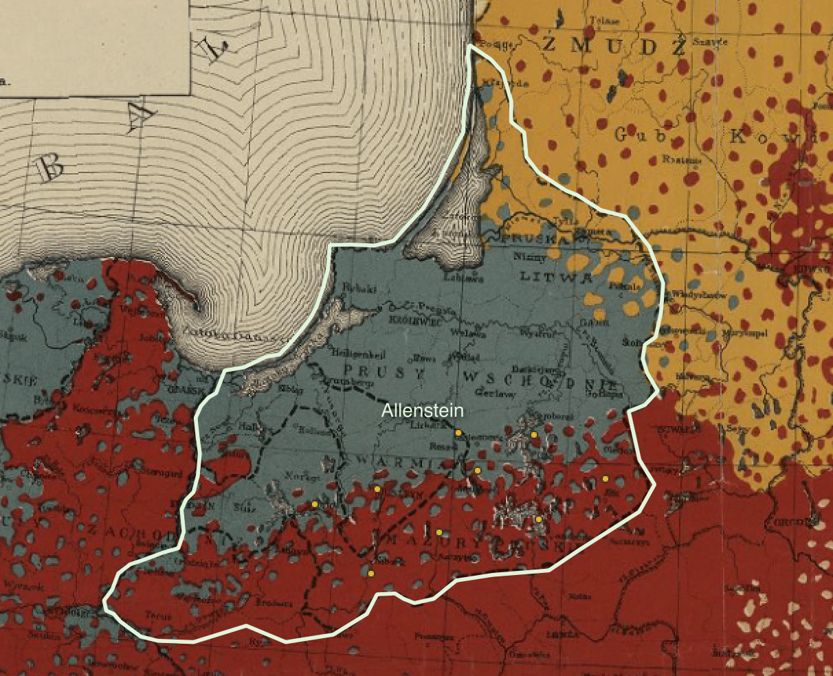 Screenshot of the map with the allenstein region labeled