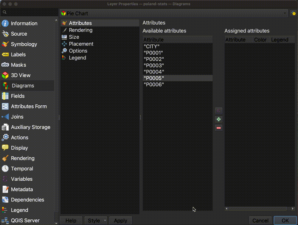 GIF showing how to use the diagrams wizard to add attributes