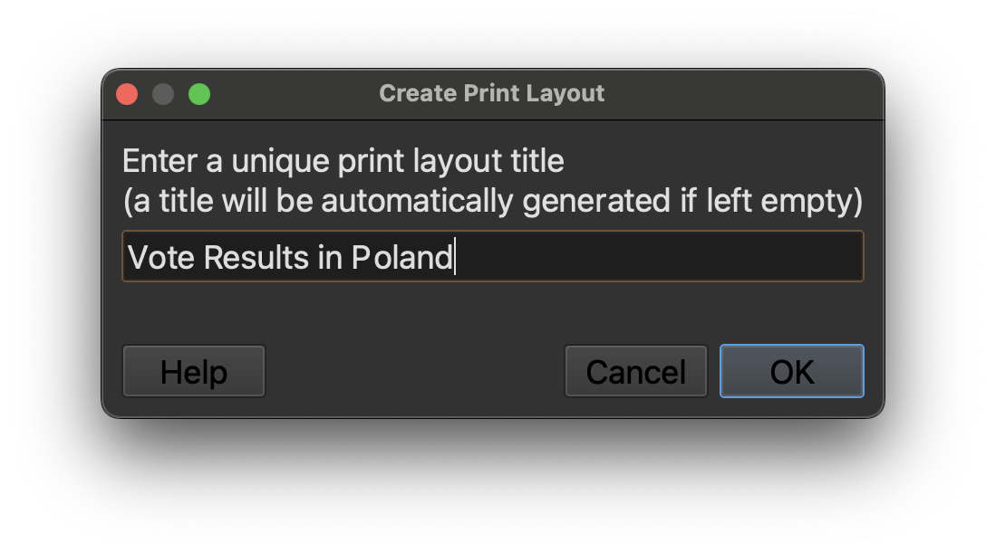 Screenshot of the QGIS interface, with a new print layout titled "Vote Results in Poland"