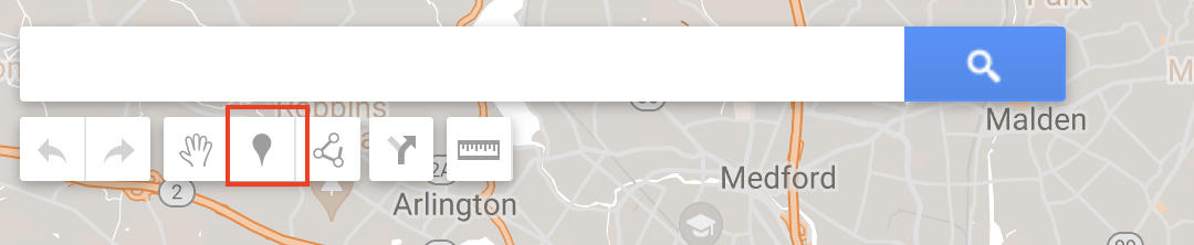 Screenshot of the Add point icon in the top horizontal menu bar on Google My Maps